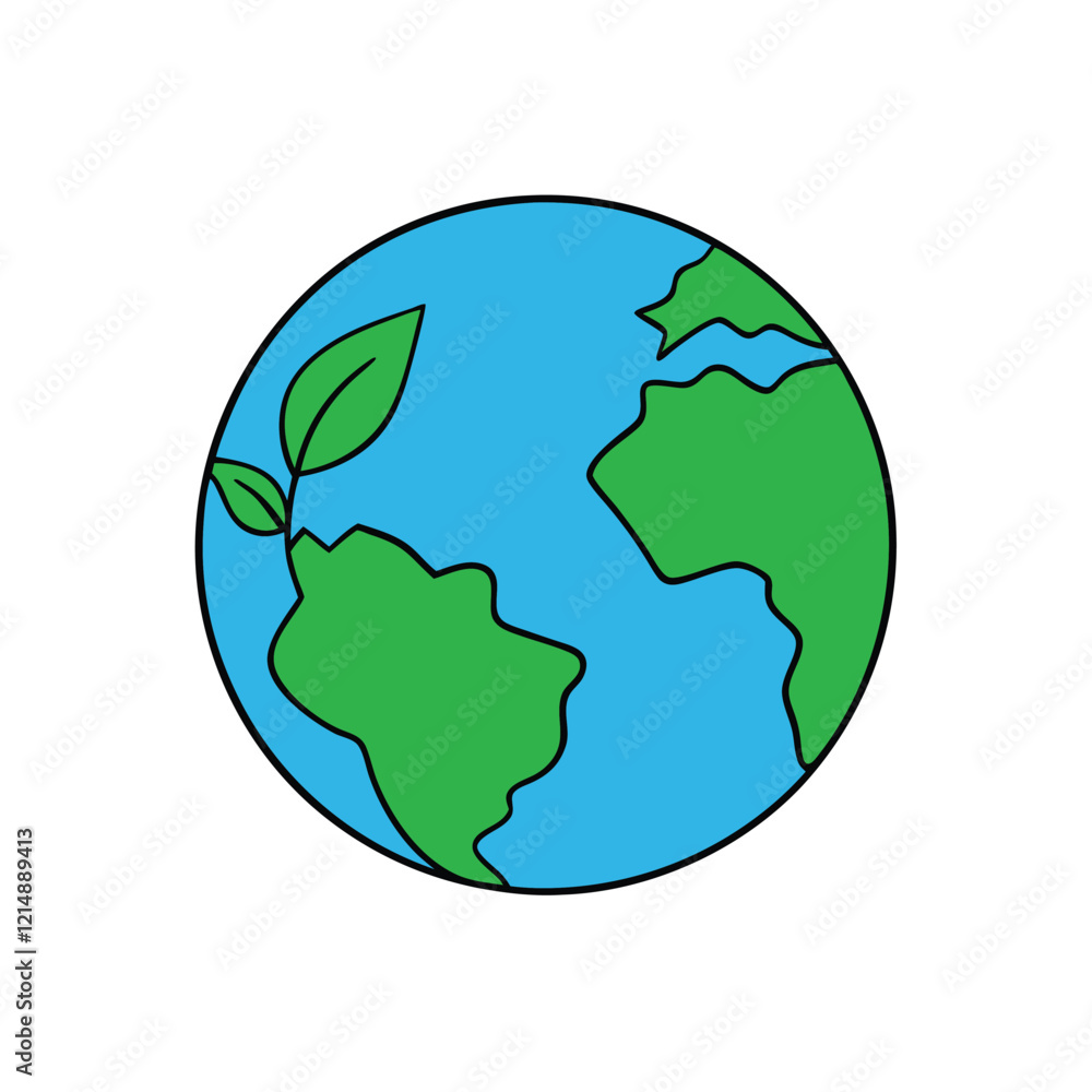 Globe with Green Leaves Vector Illustration Globe with Green Leaves Vector Illustration
