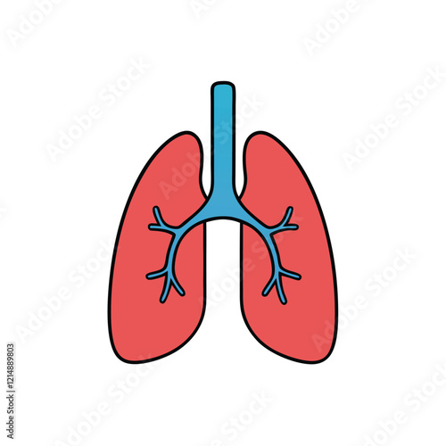 Lungs with a Breathing Icon Vector Illustration
