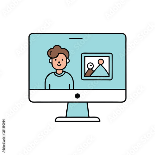 NFT Artwork on a Screen Vector Illustration
