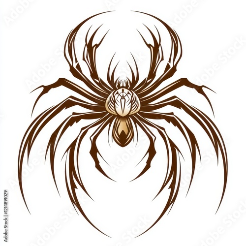 Stylized spider design, brown and beige, tribal art. photo