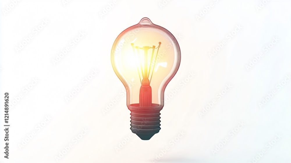 Bright Lightbulb in Black Outline Wide Angle Centered Composition Bright Lightbulb in Black Outline Wide Angle Centered Composition