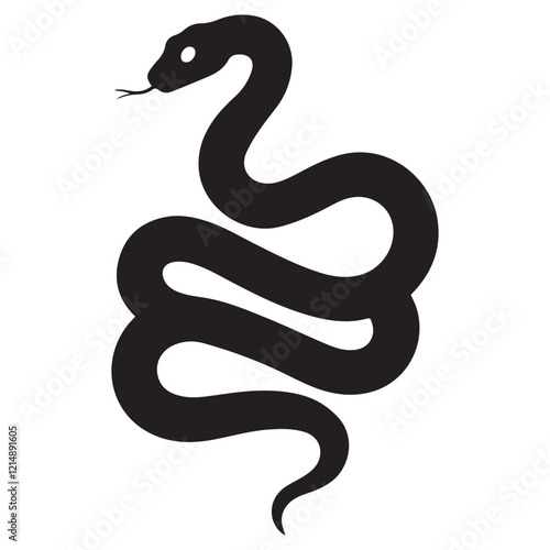 Wallpaper Mural snake icon, snake vector silhouette, curved snake animal design illustration, black reptile graphic symbol, dangerous wild snake outline logo Torontodigital.ca