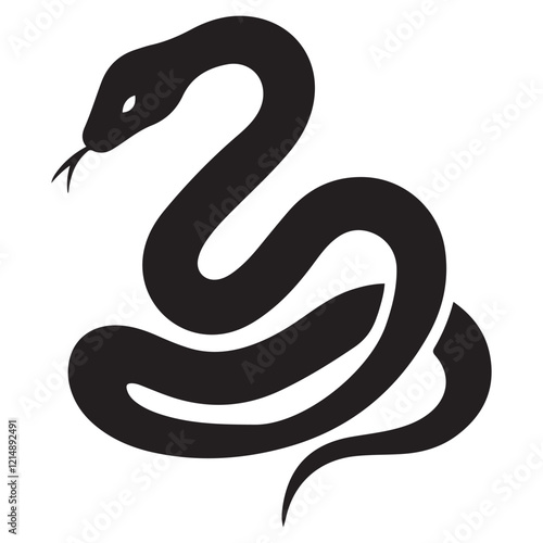 Wallpaper Mural snake icon, snake vector silhouette, curved snake animal design illustration, black reptile graphic symbol, dangerous wild snake outline logo Torontodigital.ca