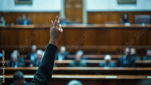 A courtroom scene where a person is raising their hand to take an oath, pledging to speak the truth honestly