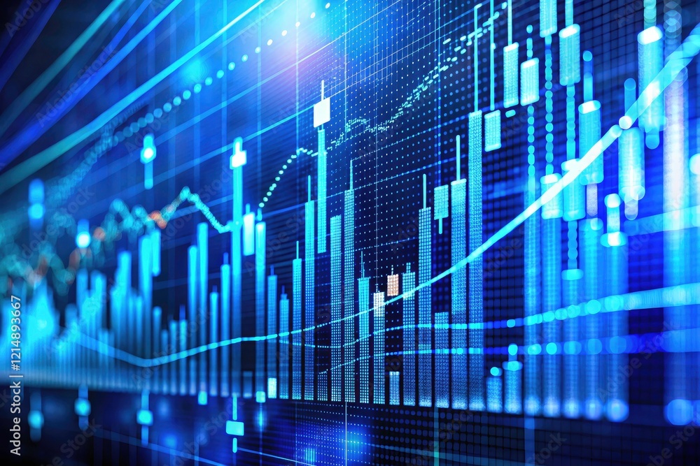 Stylish macro wallpaper featuring abstract blue financial data charts ideal for bank branches. Stylish macro wallpaper featuring abstract blue financial data charts ideal for bank branches.