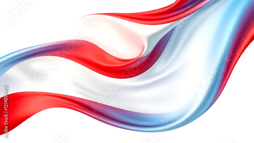 Abstract Flag Background with Red, White, and Blue Colors, Silk Texture, Waving in Wind