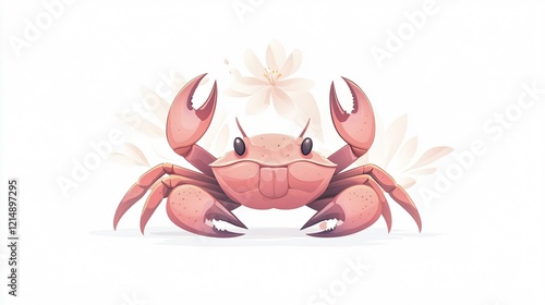 Colorful Isolated Crab Cartoon Design Vector Illustration