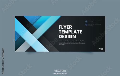 Modern flyer design with geometric stripes and gradients. Vector