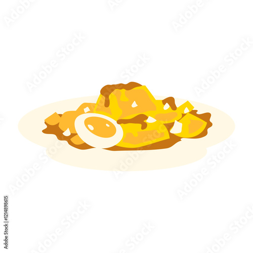 Fried egg on top of hash browns on a plate.