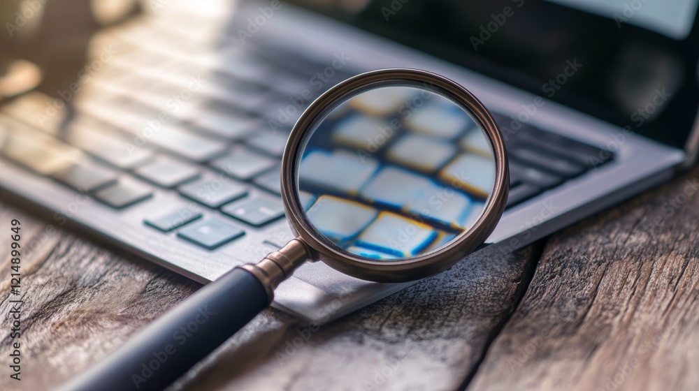 Fototapeta premium Searching, Magnifying glass, Web browser, Blank search bar on yellow background, Search Bar for UI, Finding work on www, Find ideas as a reference