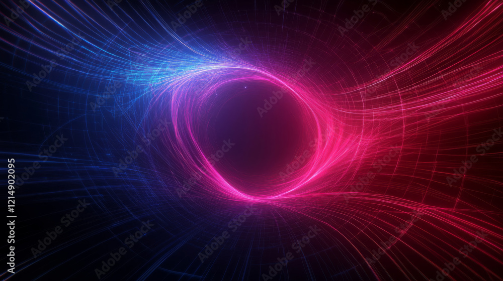 Vibrant abstract scene with swirling blue and pink light trails creating dynamic energy effect. This high tech design evokes sense of motion and depth Vibrant abstract scene with swirling blue and pink light trails creating dynamic energy effect. This high tech design evokes sense of motion and depth