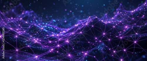 Shimmering purple network threads in a deep blueblack environment illustration background design photo