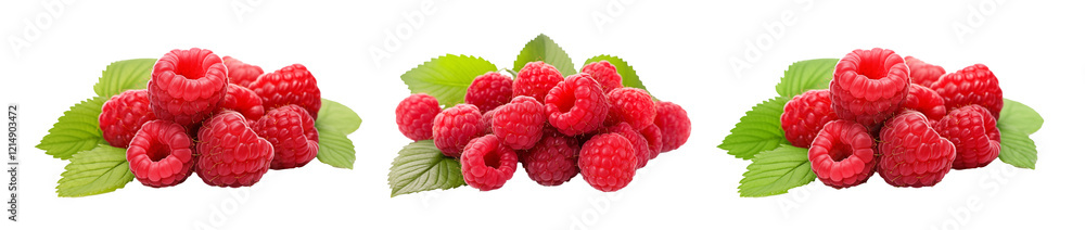 Ripe raspberries with leaf isolated on a white background Ripe raspberries with leaf isolated on a white background