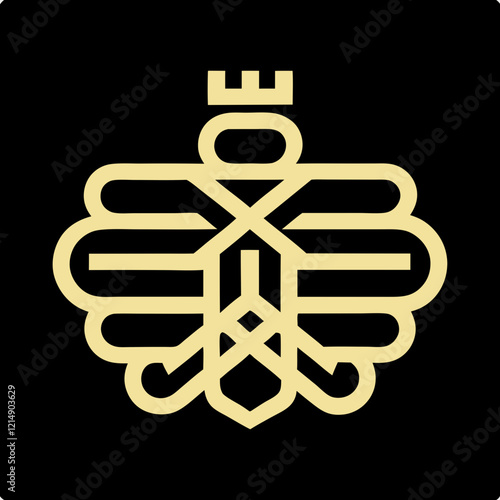 Elegant Monogram Luxury Bee Logo Vector.