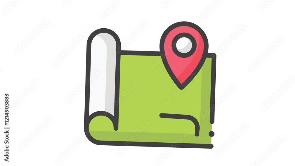 animated Route Maps Icon Colored line, 4K Illustration animated icon on ...