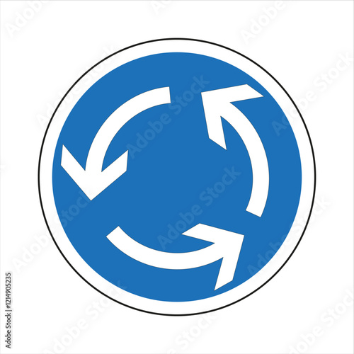 Roundabout road sign showing mandatory clockwise circulation, promoting traffic safety and regulation