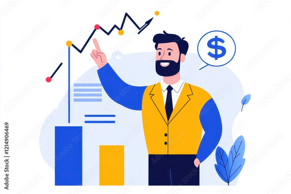 Businessman strategizing 2025 growth plans, analyzing digital marketing strategies, evaluating stock trends for success Businessman strategizing 2025 growth plans, analyzing digital marketing strategies, evaluating stock trends for success
