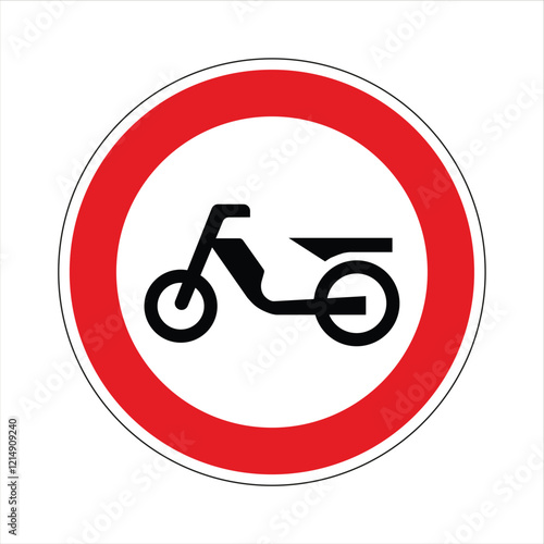 Red circular road sign prohibiting motorcycles, emphasizing road safety and traffic regulations for motorized two-wheelers