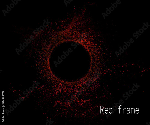 Round frame with red tinsel, isolated design element.