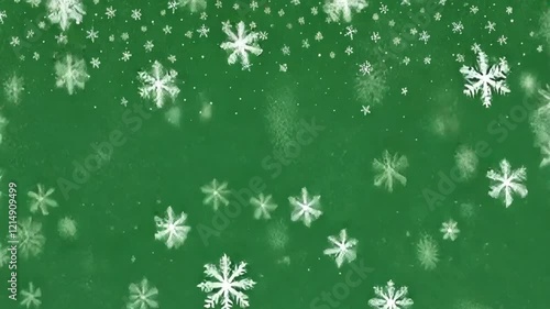 Falling Snow on Green Screen Background 4K. Isolated Snowfall and Snowflakes on a Green Screen. Chroma Key Green Screen Alpha Channel Background. Motion Graphic Video Animation