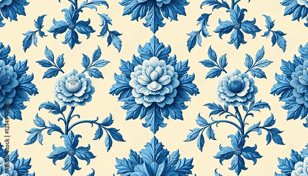 A beautiful blue floral pattern on a light background, perfect for elegant designs. A beautiful blue floral pattern on a light background, perfect for elegant designs.