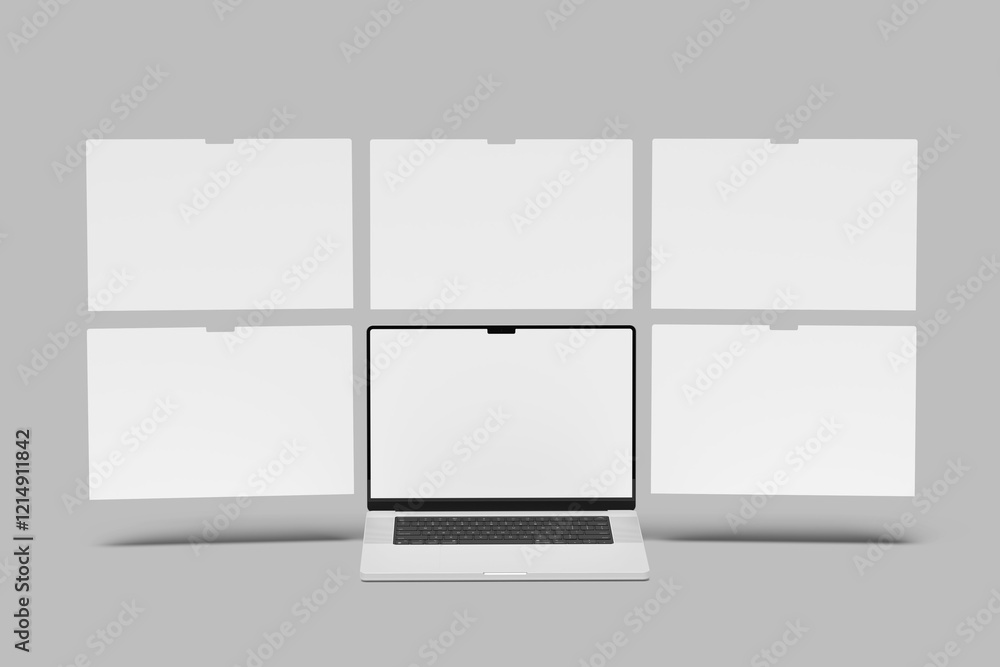laptop screen website blank mockup 3D laptop screen website blank mockup 3D