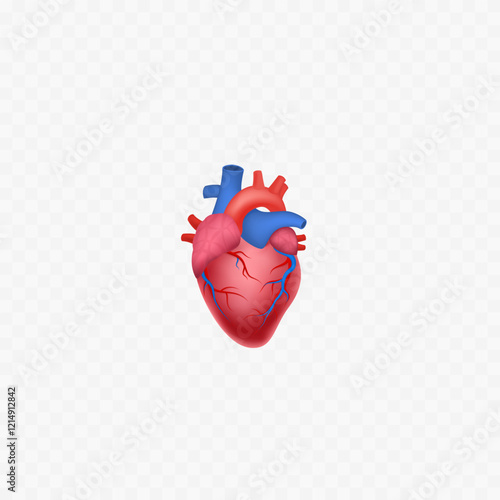 Human heart. Heart organ realistic 3d icon.