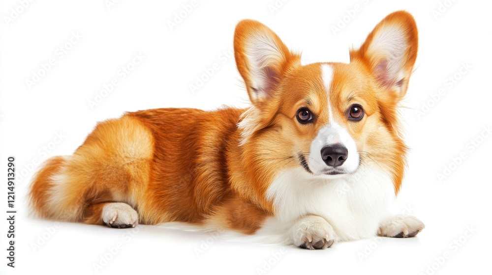 A close-up portrait of a corgi dog on a transparent background cutout A close-up portrait of a corgi dog on a transparent background cutout