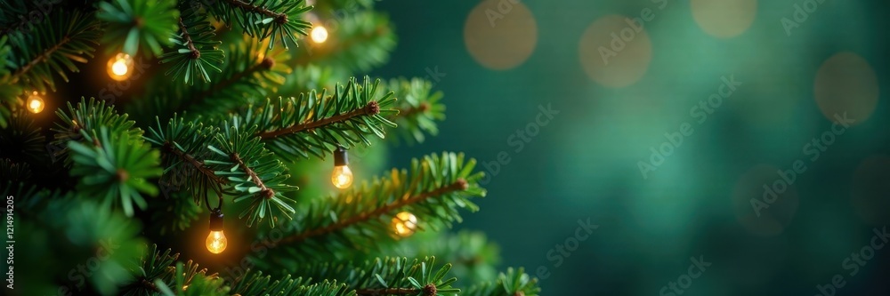 Classic green Christmas tree with twinkling lights, blurred background, texture, christmas lights, lights Classic green Christmas tree with twinkling lights, blurred background, texture, christmas lights, lights