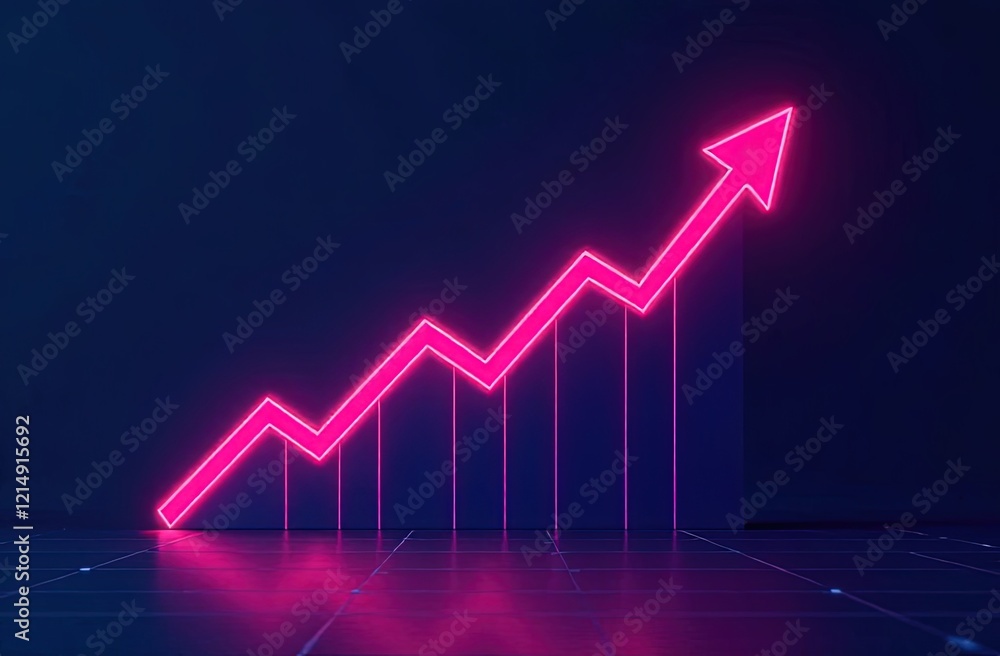 Innovative Financial Data Visualization with Neon Growth Arrow Design and Grid Effect Innovative Financial Data Visualization with Neon Growth Arrow Design and Grid Effect