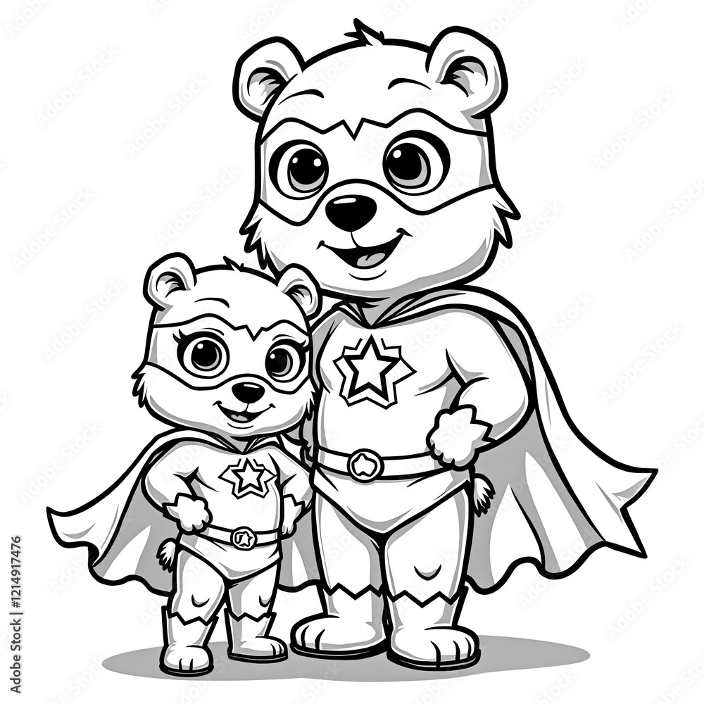 Obraz premium Superhero Bear Family in Matching Hero Costumes