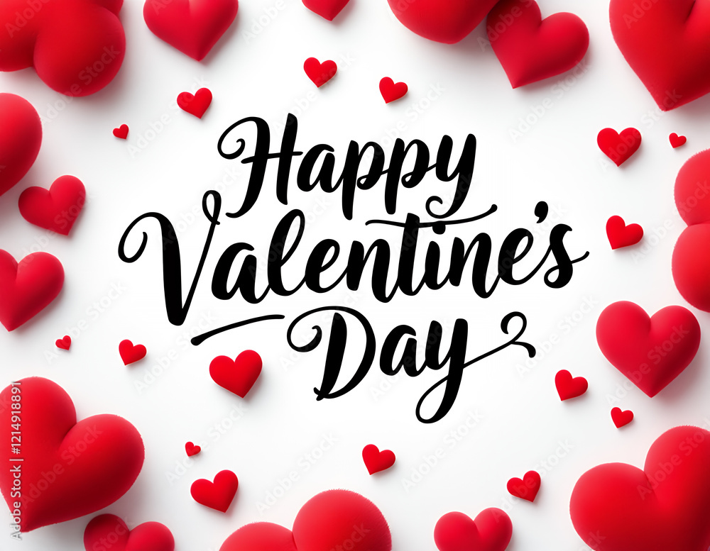 Happy Valentine Day script with hearts and swirls around it, Typography, Calligraphy, Happy Valentine's day Beautiful hand drawn black lettering with pink hearts for greeting card Happy Valentine Day script with hearts and swirls around it, Typography, Calligraphy, Happy Valentine's day Beautiful hand drawn black lettering with pink hearts for greeting card