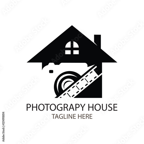 photography house logo design illustration