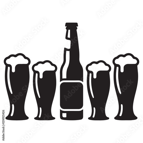 beer line art, beer silhouette,glass beer bottle icon shape symbol. beer vector illustration.hand drawn vector illustration isolated on white background.