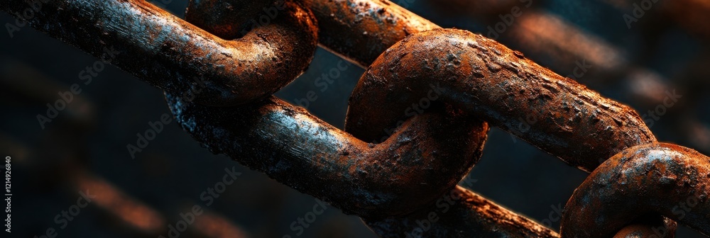 Close-up view of rusty industrial metal chain links in vintage mood Close-up view of rusty industrial metal chain links in vintage mood