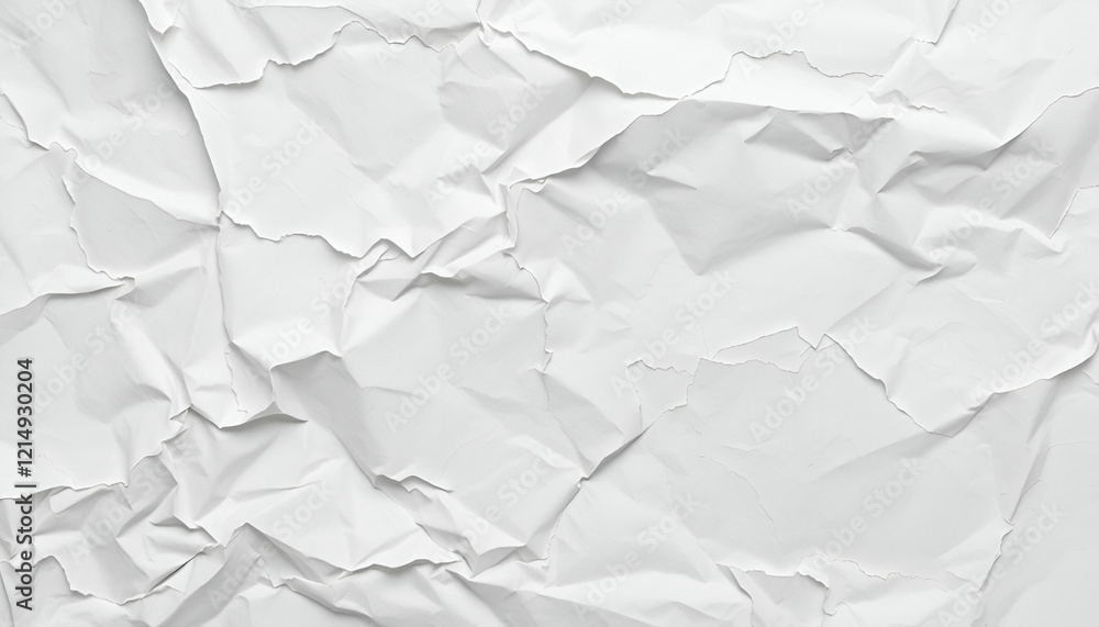 Obraz premium white crumpled and creased glued wrinkled paper poster texture background