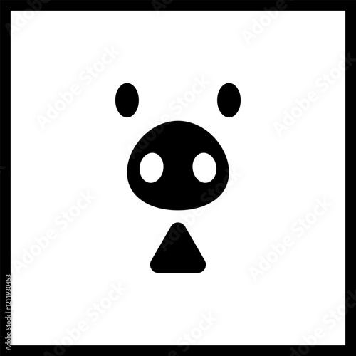 Portrait of pig face. Vector illustration and simple minimalistic flat design.