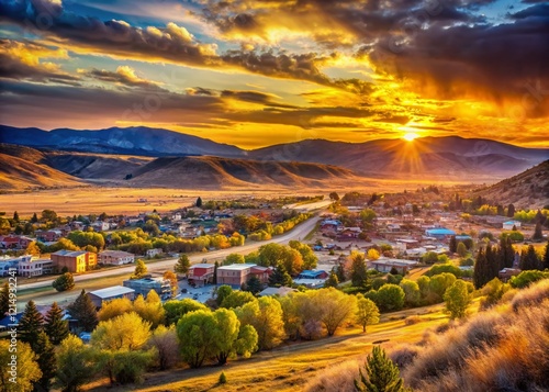 Double Exposure: Majestic Wyoming Landscape & Lander Cityscape, Fremont County, September 2024 photo