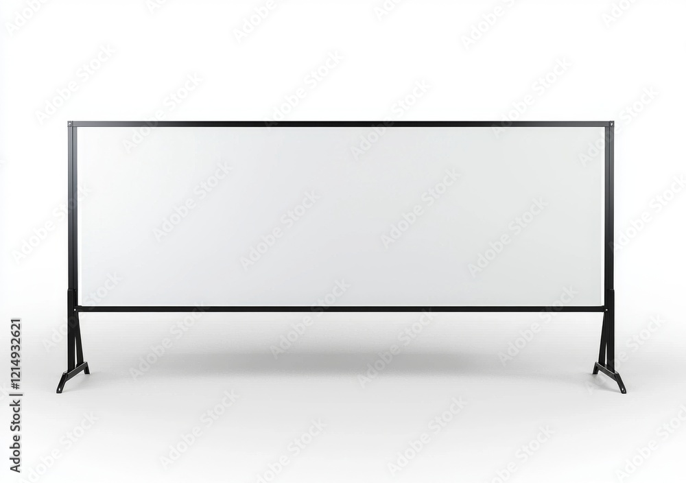 A sleek modern template of a white blank advertising press wall complete with a fabric banner A sleek modern template of a white blank advertising press wall complete with a fabric banner