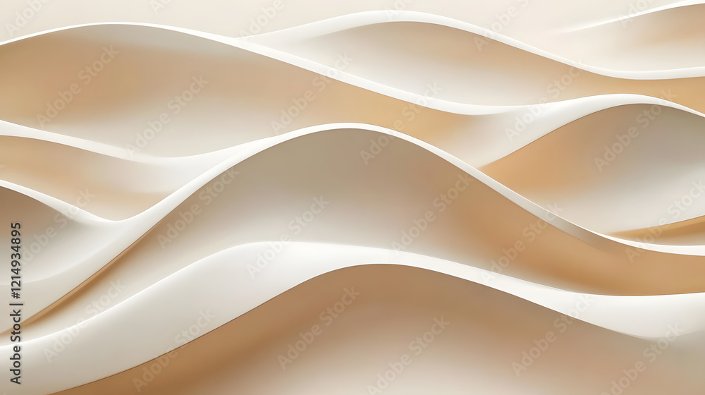 Obraz premium Abstract Beige Background, Wavy With Smooth Curves. Minimal Design Background, Textures Template.