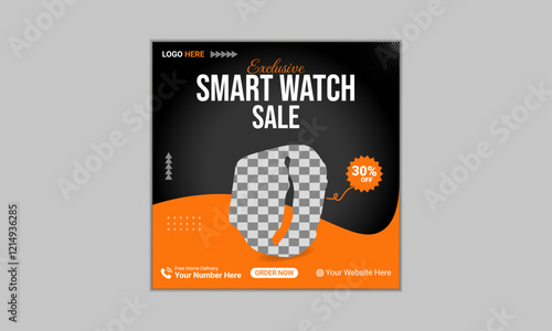 Modern Smart watch sale social media post design template. 