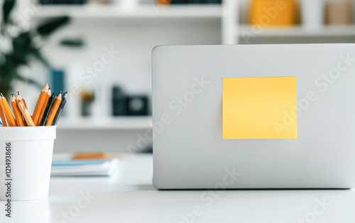 Wallpaper Mural A yellow sticky note is stuck to a laptop Torontodigital.ca