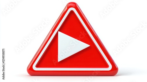 Free Download 3d YouTube logo play button red square white triangle yt social media icon front view on white background - GFXLoad