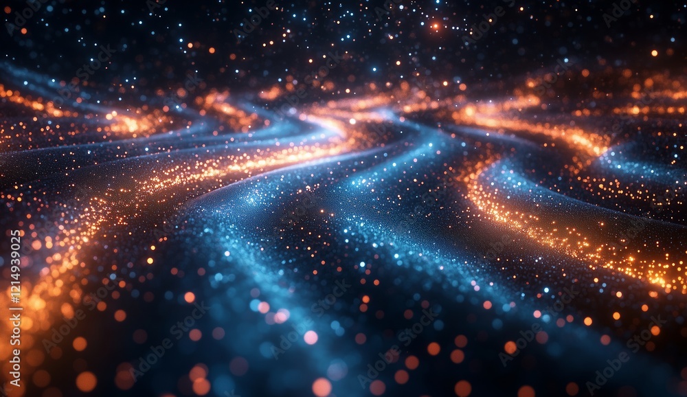 Obraz premium Abstract Cosmic Landscape: Celestial Dust and Energy Waves