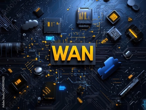 A vibrant and intricate representation of Wide Area Network (WAN) technology.