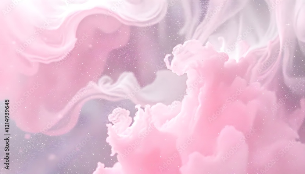 Fototapeta premium Abstract Pink and White Ink Swirls: A Dreamy Pastel Cloud