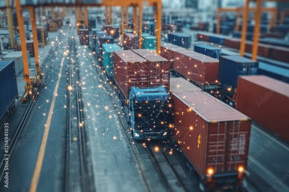 Fototapeta premium Smart Global Logistics Concept Businessman Delivering Packages and Cargo for Efficient Supply Chain and Distribution Management