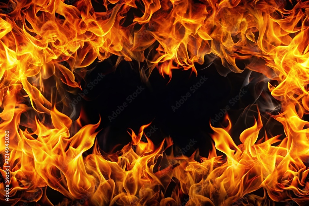 Fototapeta premium Fiery Frame Border: Macro Photography Background Banner with Copy Space
