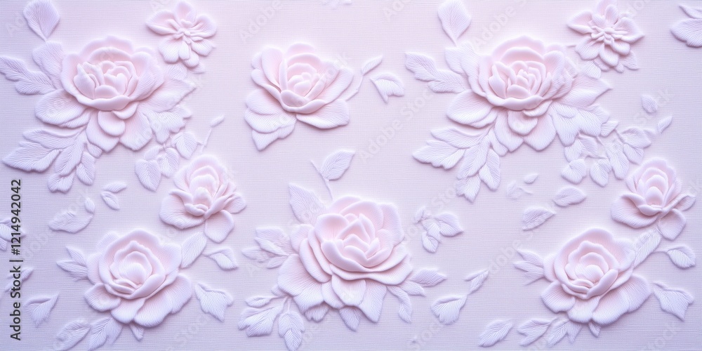 Fototapeta Soft Pink Rose Floral Design with Delicate Leaves and Elegant Texture