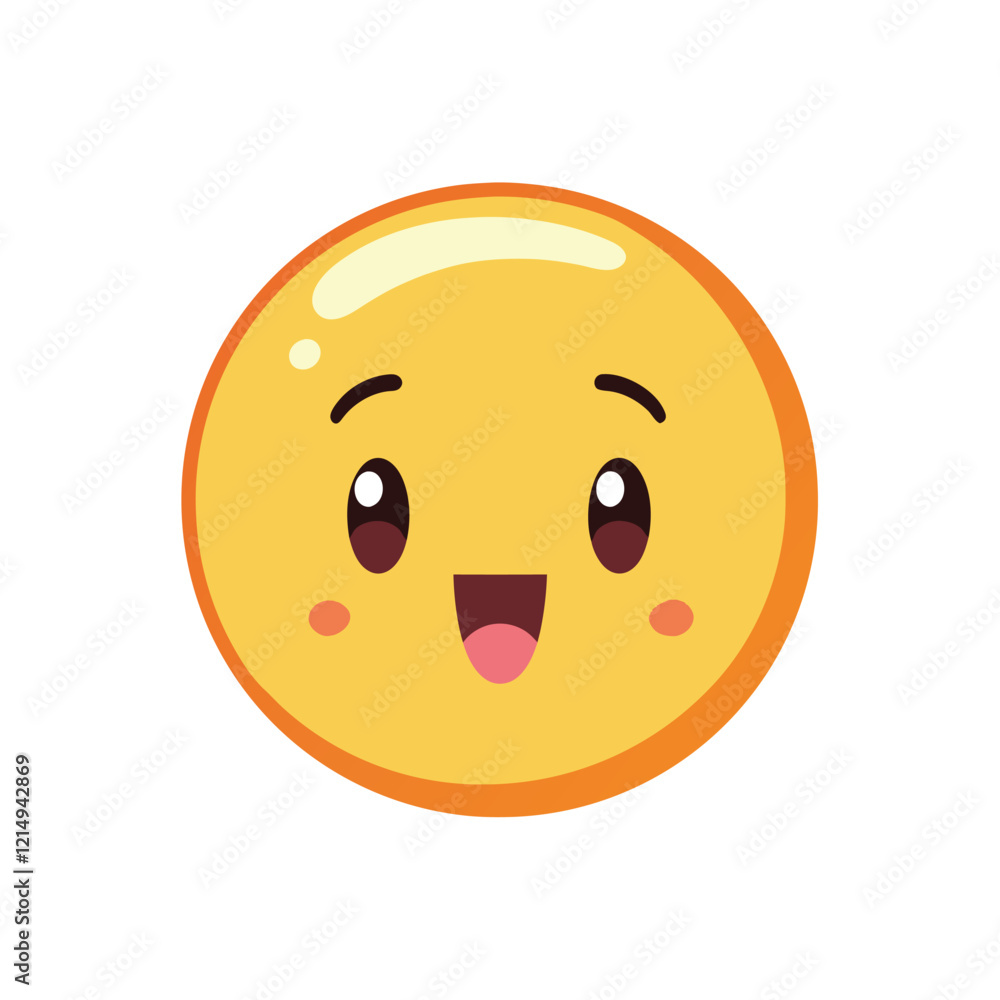 Fototapeta premium Happy yellow emoticon cute face joyful expression sunny mood